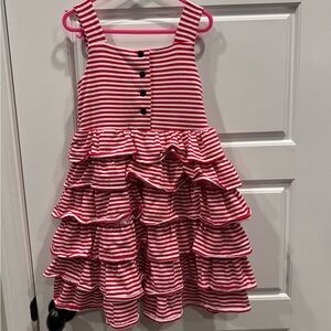 Rare Editions Red/White strips ruffled dress. Girls size 6